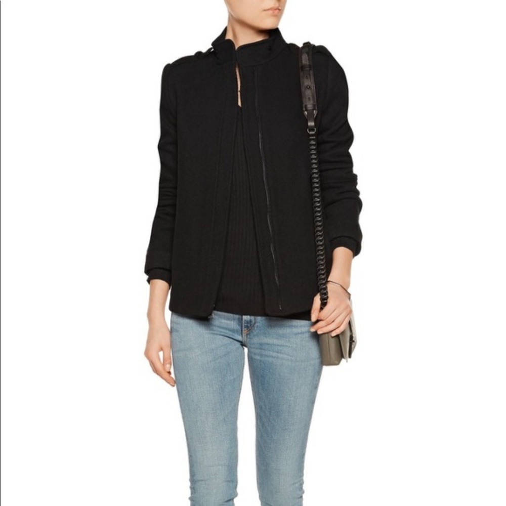 VINCE MOTO INSPIRED TWILL WOOL-BLEND COAT